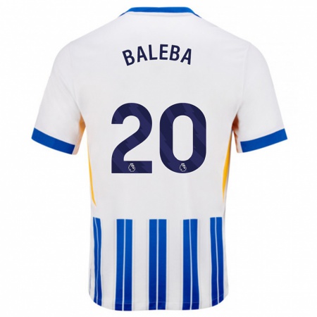 Kandiny Homme Maillot Carlos Baleba #20 Blanc Bleu À Rayures Fines Tenues Domicile 2024/25 T-Shirt