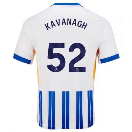 Kandiny Homme Maillot Leigh Kavanagh #52 Blanc Bleu À Rayures Fines Tenues Domicile 2024/25 T-Shirt