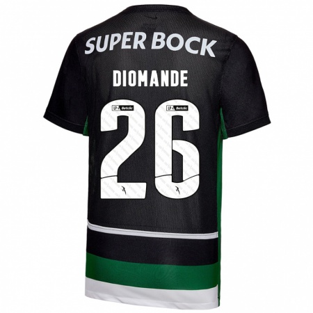 Kandiny Homme Maillot Ousmane Diomande #26 Noir Blanc Vert Tenues Domicile 2024/25 T-Shirt