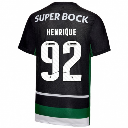 Kandiny Homme Maillot Eduardo Henrique #92 Noir Blanc Vert Tenues Domicile 2024/25 T-Shirt