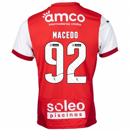 Kandiny Homme Maillot Rodrigo Macedo #92 Rouge Blanc Tenues Domicile 2024/25 T-Shirt