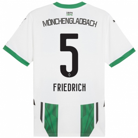 Kandiny Homme Maillot Marvin Friedrich #5 Blanc Vert Tenues Domicile 2024/25 T-Shirt