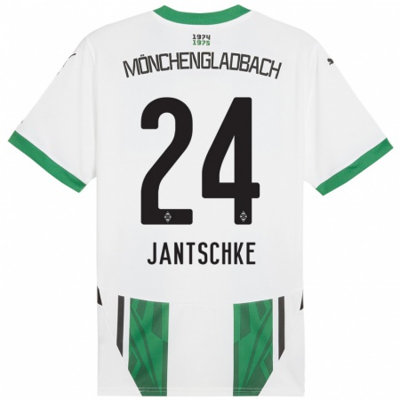 Kandiny Homme Maillot Tony Jantschke #24 Blanc Vert Tenues Domicile 2024/25 T-Shirt