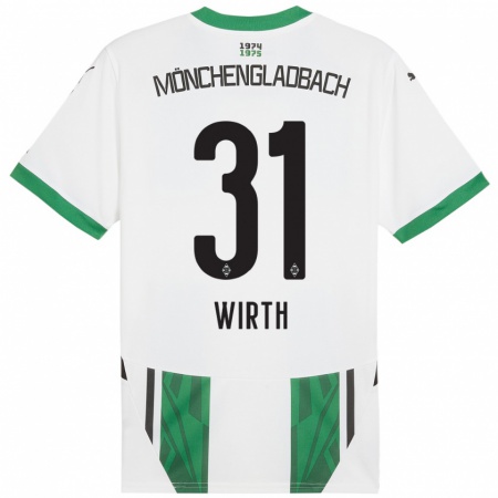 Kandiny Homme Maillot Linus Wirth #31 Blanc Vert Tenues Domicile 2024/25 T-Shirt