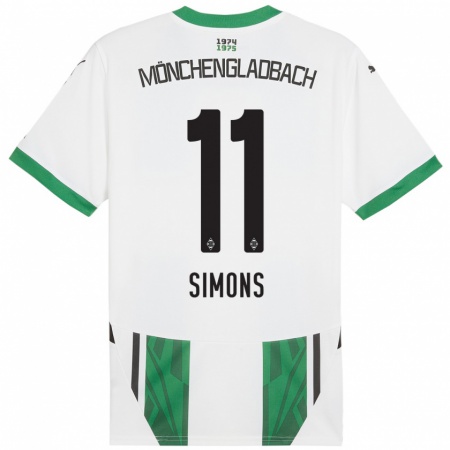 Kandiny Homme Maillot Kelly Simons #11 Blanc Vert Tenues Domicile 2024/25 T-Shirt