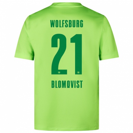 Kandiny Homme Maillot Rebecka Blomqvist #21 Vert Fluo Tenues Domicile 2024/25 T-Shirt