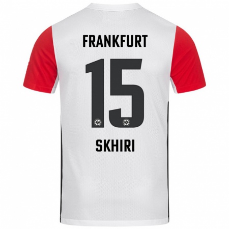 Kandiny Homme Maillot Ellyes Skhiri #15 Blanc Rouge Tenues Domicile 2024/25 T-Shirt