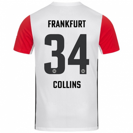 Kandiny Homme Maillot Nnamdi Collins #34 Blanc Rouge Tenues Domicile 2024/25 T-Shirt