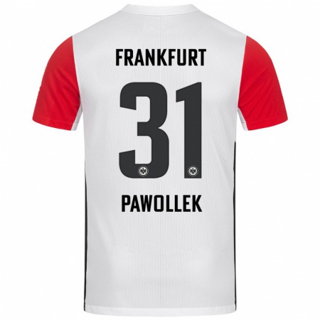 Kandiny Homme Maillot Tanja Pawollek #31 Blanc Rouge Tenues Domicile 2024/25 T-Shirt