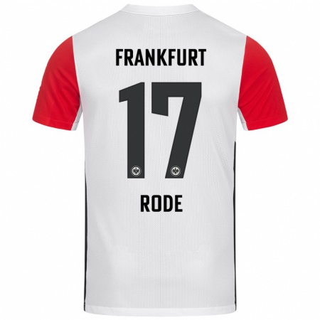 Kandiny Homme Maillot Sebastian Rode #17 Blanc Rouge Tenues Domicile 2024/25 T-Shirt