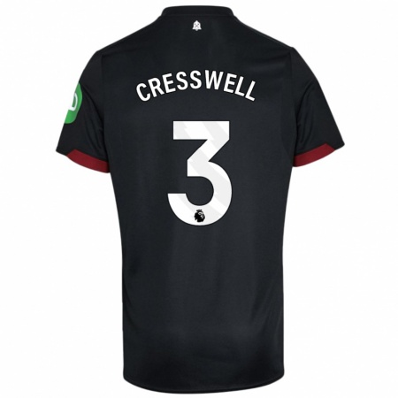 Kandiny Homme Maillot Aaron Cresswell #3 Noir Blanc Tenues Extérieur 2024/25 T-Shirt