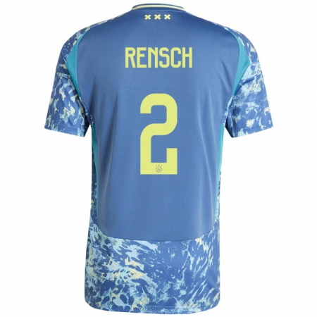 Kandiny Homme Maillot Devyne Rensch #2 Gris Bleu Jaune Tenues Extérieur 2024/25 T-Shirt