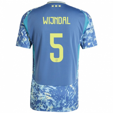 Kandiny Homme Maillot Owen Wijndal #5 Gris Bleu Jaune Tenues Extérieur 2024/25 T-Shirt