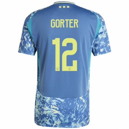 Kandiny Homme Maillot Jay Gorter #12 Gris Bleu Jaune Tenues Extérieur 2024/25 T-Shirt