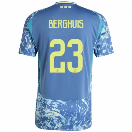 Kandiny Homme Maillot Steven Berghuis #23 Gris Bleu Jaune Tenues Extérieur 2024/25 T-Shirt