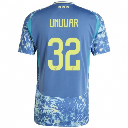 Kandiny Homme Maillot Naci Ünüvar #32 Gris Bleu Jaune Tenues Extérieur 2024/25 T-Shirt