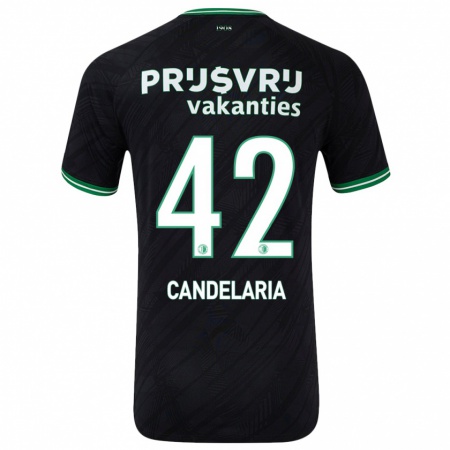 Kandiny Homme Maillot Jayden Candelaria #42 Noir Vert Tenues Extérieur 2024/25 T-Shirt