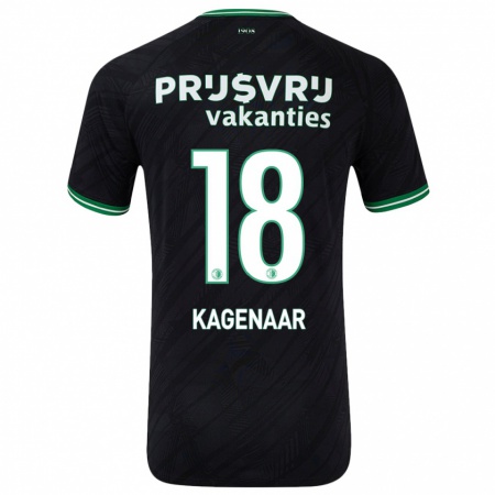 Kandiny Homme Maillot Isa Kagenaar #18 Noir Vert Tenues Extérieur 2024/25 T-Shirt