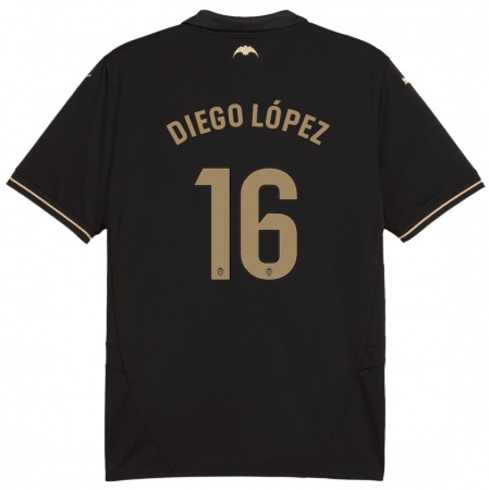 Kandiny Homme Maillot Diego López #16 Noir Tenues Extérieur 2024/25 T-Shirt