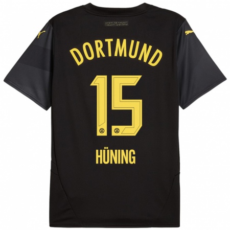 Kandiny Homme Maillot Ben Hüning #15 Noir Jaune Tenues Extérieur 2024/25 T-Shirt