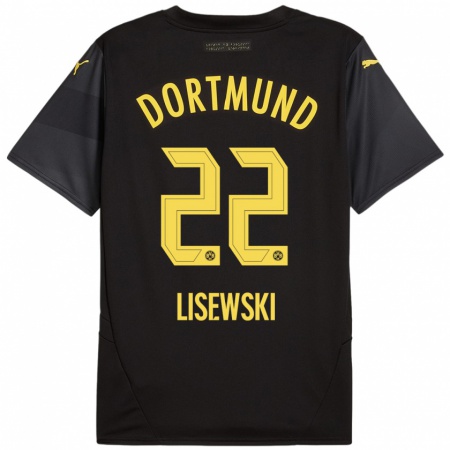 Kandiny Homme Maillot Robin Lisewski #22 Noir Jaune Tenues Extérieur 2024/25 T-Shirt