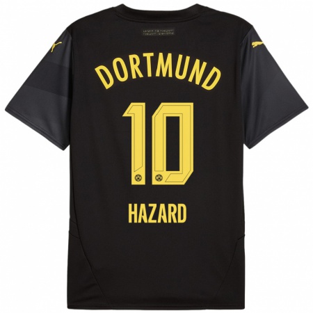 Kandiny Homme Maillot Thorgan Hazard #10 Noir Jaune Tenues Extérieur 2024/25 T-Shirt