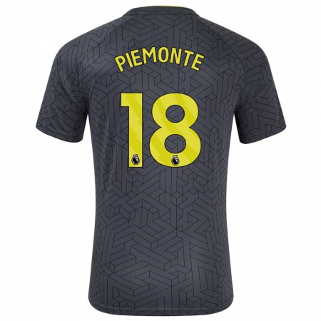 Kandiny Homme Maillot Martina Piemonte #18 Noir Jaune Tenues Extérieur 2024/25 T-Shirt