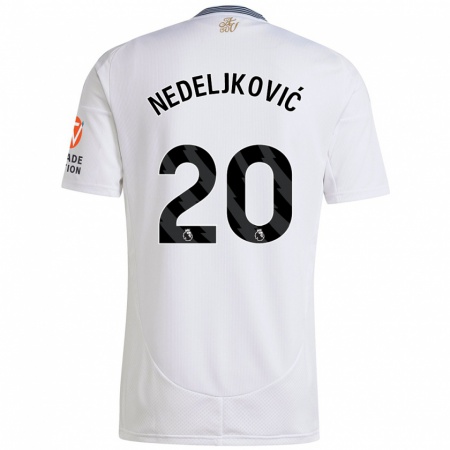 Kandiny Homme Maillot Kosta Nedeljkovic #20 Blanc Tenues Extérieur 2024/25 T-Shirt