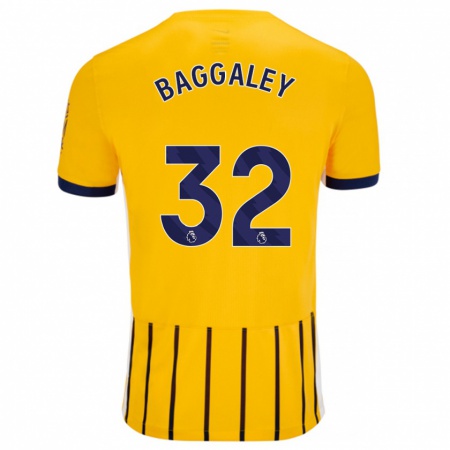 Kandiny Homme Maillot Sophie Baggaley #32 Doré Bleu À Fines Rayures Tenues Extérieur 2024/25 T-Shirt