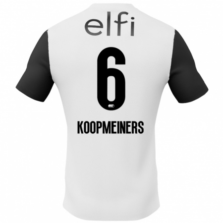 Kandiny Homme Maillot Peer Koopmeiners #6 Blanc Noir Tenues Extérieur 2024/25 T-Shirt