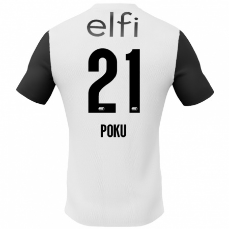 Kandiny Homme Maillot Ernest Poku #21 Blanc Noir Tenues Extérieur 2024/25 T-Shirt