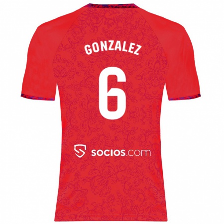 Kandiny Homme Maillot Pamela González #6 Rouge Tenues Extérieur 2024/25 T-Shirt