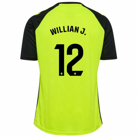 Kandiny Homme Maillot Willian José #12 Jaune Fluo Noir Tenues Extérieur 2024/25 T-Shirt