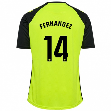 Kandiny Homme Maillot Quique Fernández #14 Jaune Fluo Noir Tenues Extérieur 2024/25 T-Shirt