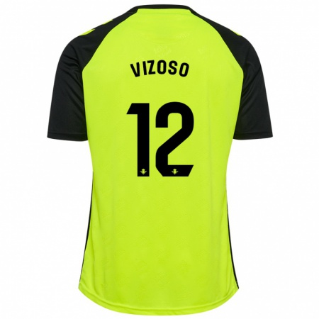 Kandiny Homme Maillot Paula Vizoso Prieto #12 Jaune Fluo Noir Tenues Extérieur 2024/25 T-Shirt