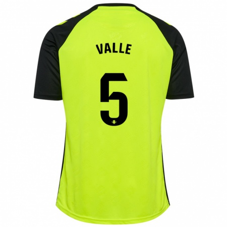 Kandiny Homme Maillot María Valle López #5 Jaune Fluo Noir Tenues Extérieur 2024/25 T-Shirt