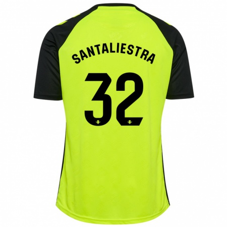 Kandiny Homme Maillot Carla Santaliestra #32 Jaune Fluo Noir Tenues Extérieur 2024/25 T-Shirt