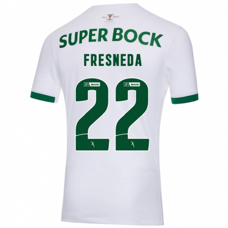 Kandiny Homme Maillot Iván Fresneda #22 Blanc Vert Tenues Extérieur 2024/25 T-Shirt