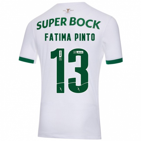 Kandiny Homme Maillot Fátima Alexandra Figueira Pinto #13 Blanc Vert Tenues Extérieur 2024/25 T-Shirt