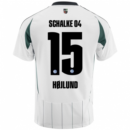 Kandiny Homme Maillot Emil Højlund #15 Blanc Vert Tenues Extérieur 2024/25 T-Shirt