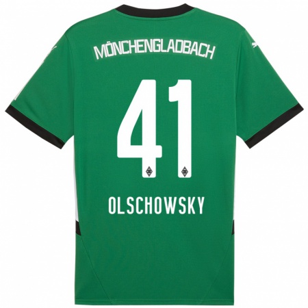 Kandiny Homme Maillot Jan Olschowsky #41 Vert Blanc Tenues Extérieur 2024/25 T-Shirt