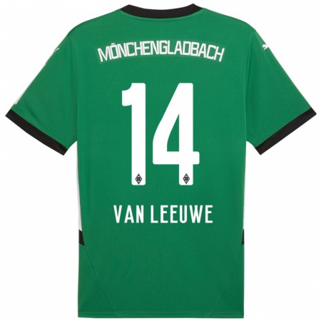 Kandiny Homme Maillot Kyra Van Leeuwe #14 Vert Blanc Tenues Extérieur 2024/25 T-Shirt