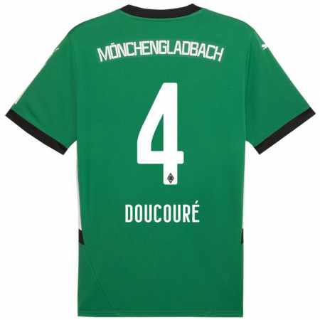 Kandiny Homme Maillot Mamadou Doucouré #4 Vert Blanc Tenues Extérieur 2024/25 T-Shirt