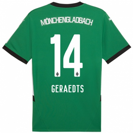 Kandiny Homme Maillot Kelsey Geraedts #14 Vert Blanc Tenues Extérieur 2024/25 T-Shirt