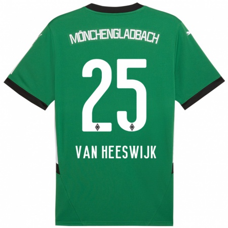 Kandiny Homme Maillot Amber Van Heeswijk #25 Vert Blanc Tenues Extérieur 2024/25 T-Shirt