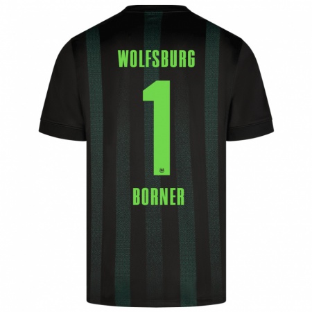 Kandiny Homme Maillot Benedikt Börner #1 Vert Foncé Tenues Extérieur 2024/25 T-Shirt