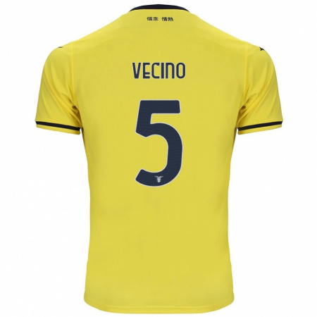 Kandiny Homme Maillot Matías Vecino #5 Jaune Tenues Extérieur 2024/25 T-Shirt