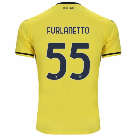 Kandiny Homme Maillot Alessio Furlanetto #55 Jaune Tenues Extérieur 2024/25 T-Shirt