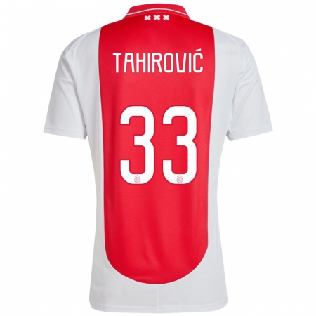 Kandiny Femme Maillot Benjamin Tahirovic #33 Rouge Blanc Tenues Domicile 2024/25 T-Shirt