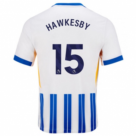 Kandiny Femme Maillot Mackenzie Hawkesby #15 Blanc Bleu À Rayures Fines Tenues Domicile 2024/25 T-Shirt